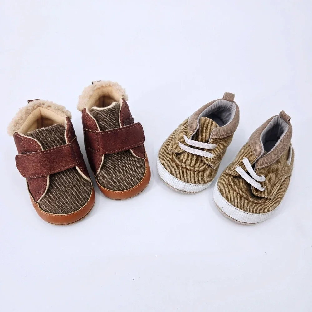Lot‎ of 2 Infant Baby Boys Crib Shoes Boots Size 4 9-12M Gorpcore